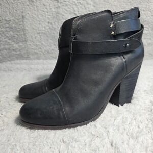 Rag & Bone Black Leather Ankle Boots Booties Chunky Heel Women EU 40 US 9 Harrow